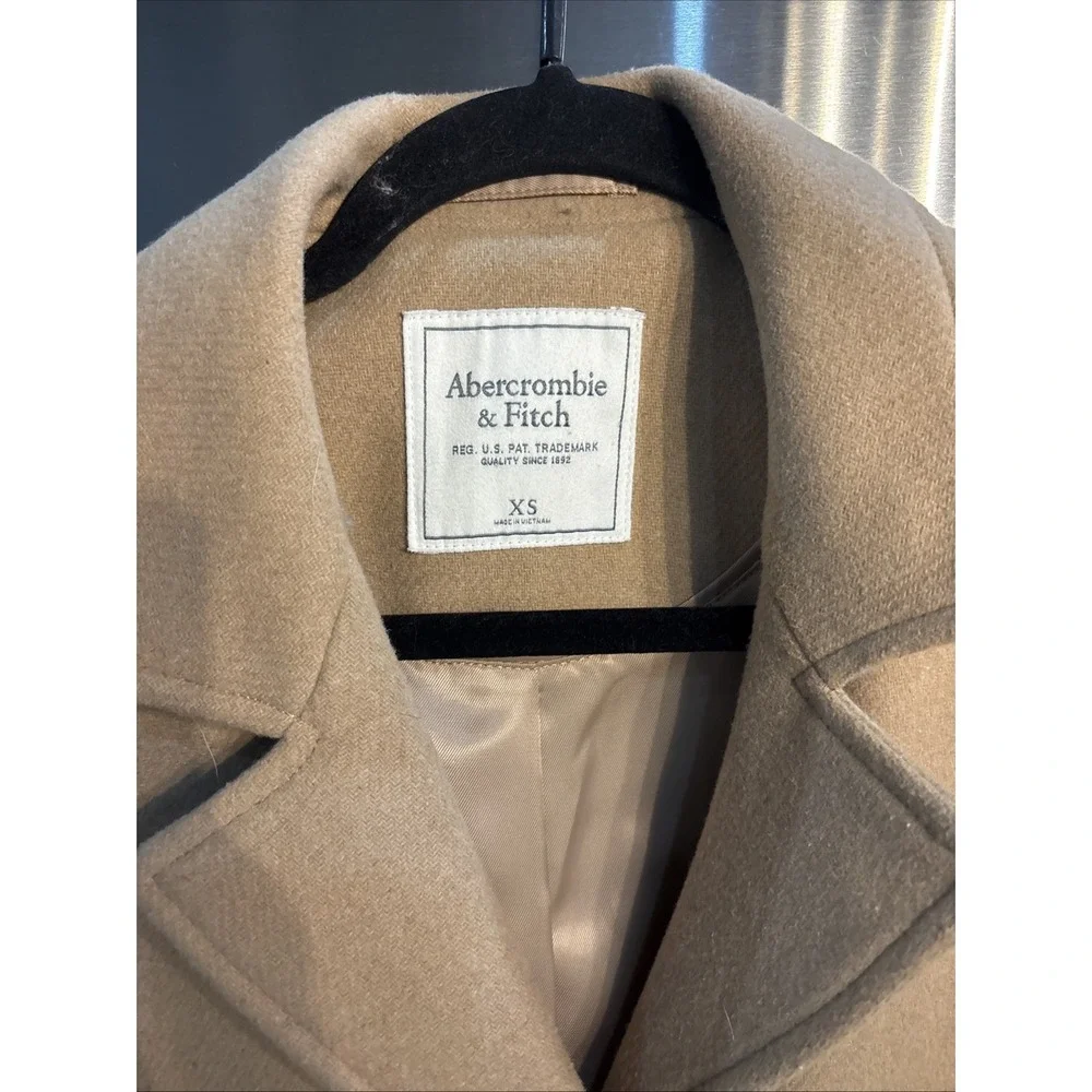 Abercrombie & Fitch Dad Coat Women's Camel Wool Blend Long Womens SZ XS